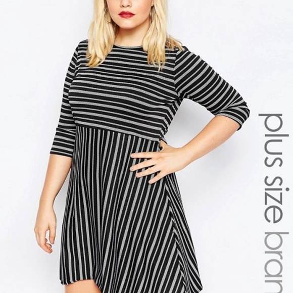 Boohoo Plus Dresses & Skirts - Boohoo Plus Black Grey Skater Dress